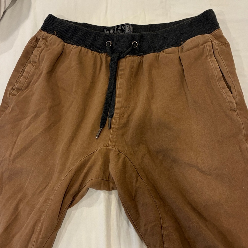 Brown Skateboarding Pants with Black Waistband